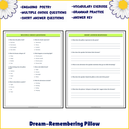 Dream-Remembering Pillow | Poem Grammar Worksheet Printable Activity