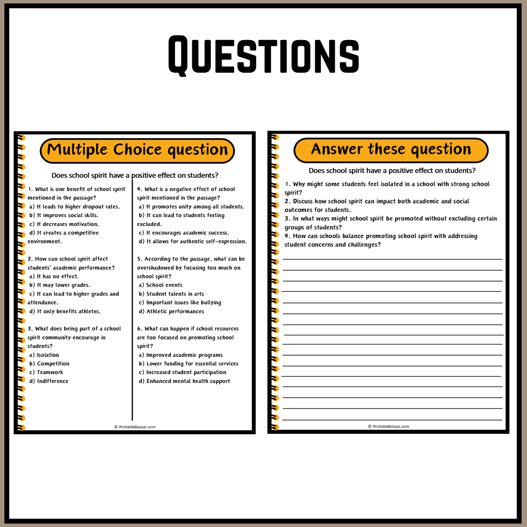 Does school spirit have a positive effect on students? | Debate Case Study Worksheet