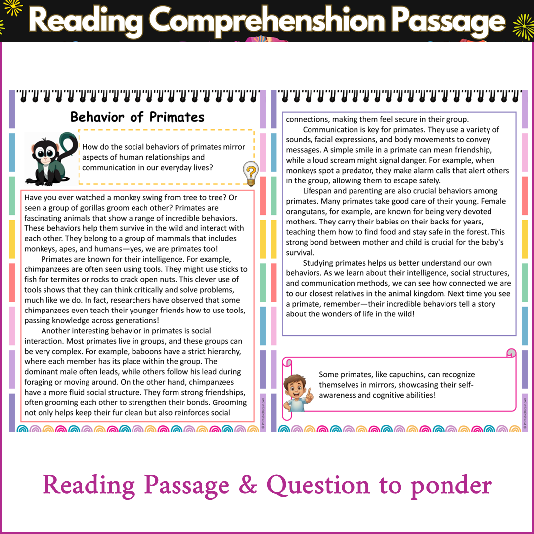 Behavior of Primates | Reading Comprehension Passage and Questions