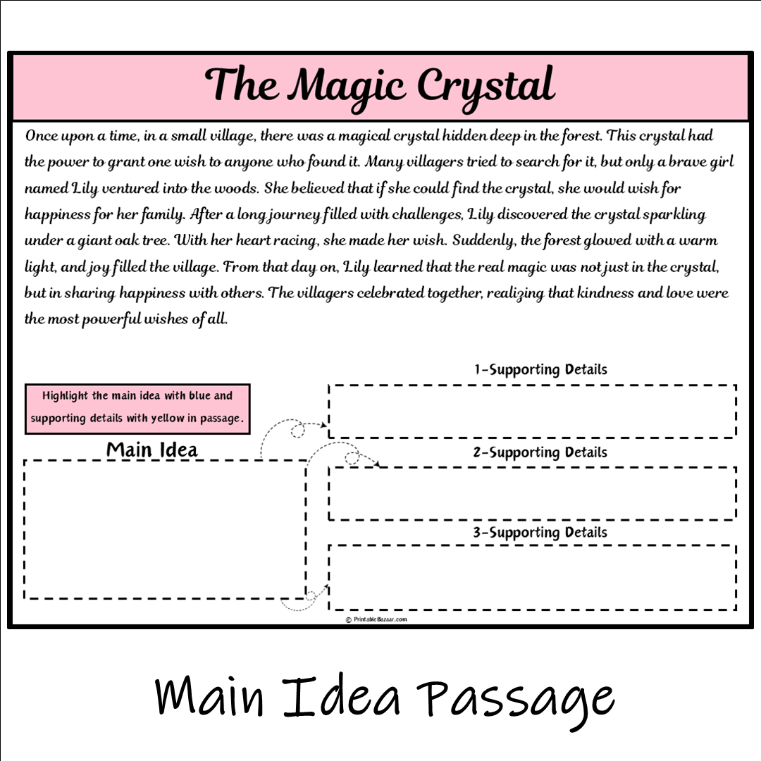 The Magic Crystal | Main Idea and Supporting Details Reading Passage and Questions