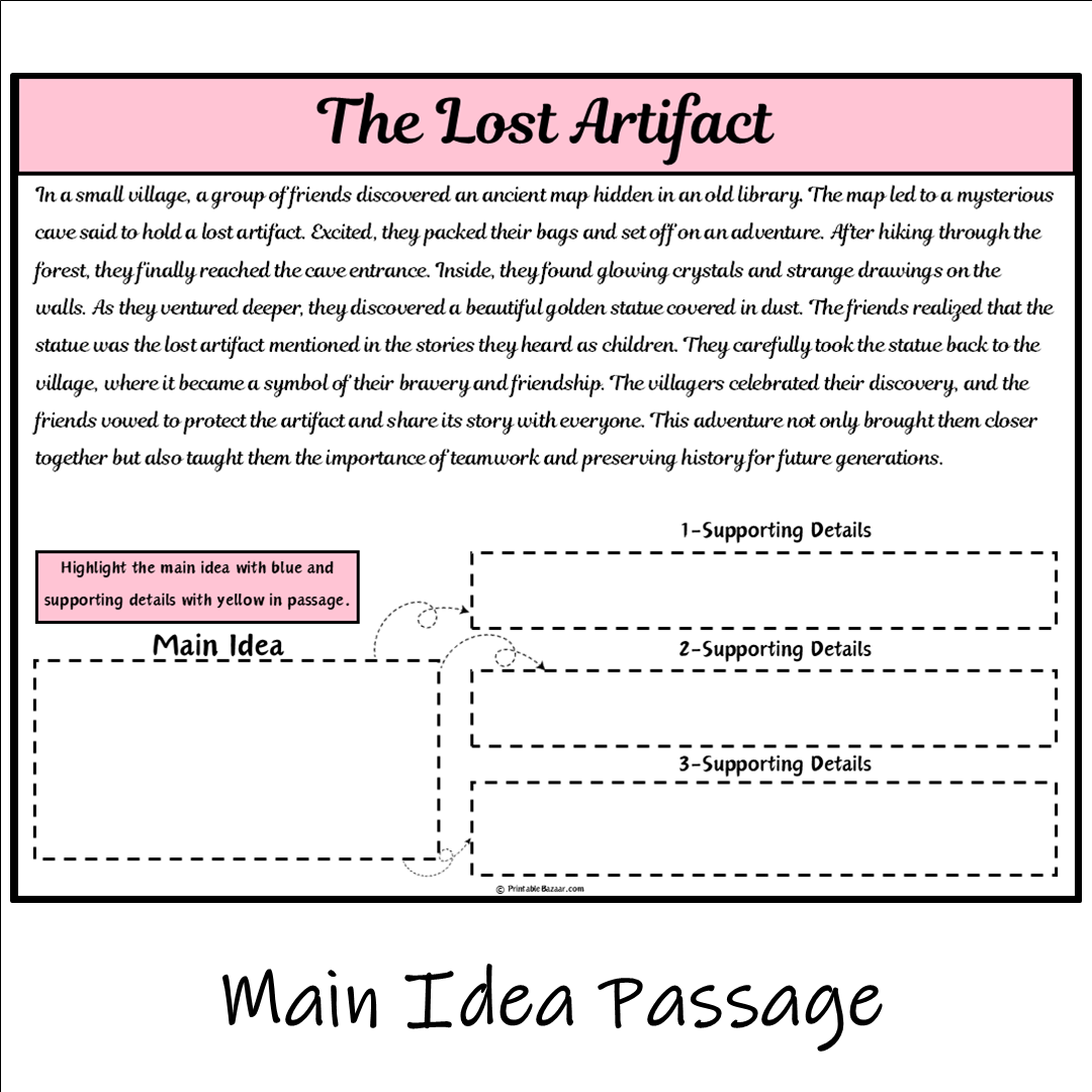 The Lost Artifact | Main Idea and Supporting Details Reading Passage and Questions