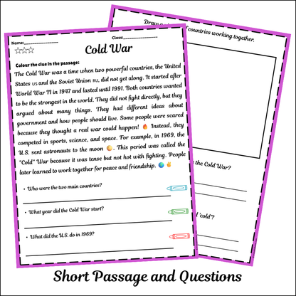 Cold War | Short Reading Comprehension Creative Worksheet
