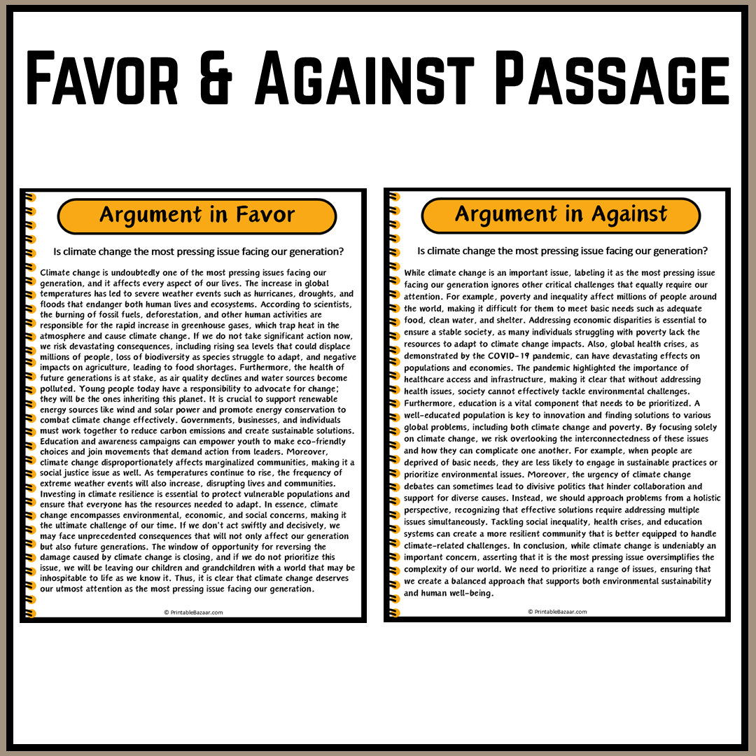 Is climate change the most pressing issue facing our generation? | Debate Case Study Worksheet