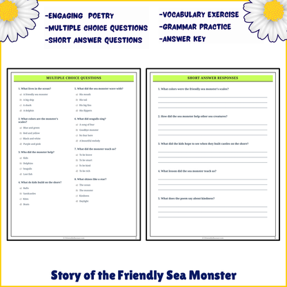 Story of the Friendly Sea Monster | Poem Grammar Worksheet Printable Activity