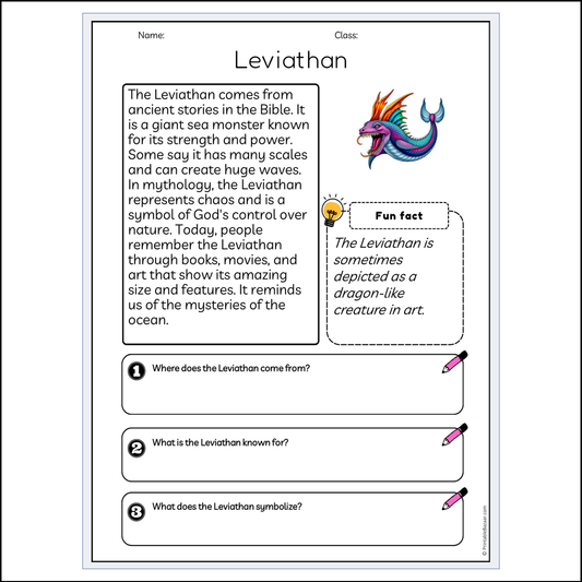 Leviathan | Reading Passage Comprehension Questions Writing Facts Worksheet