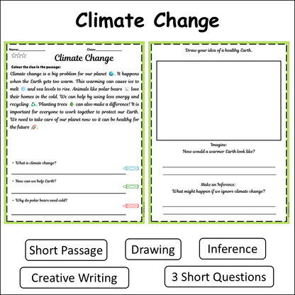 Climate Change | Short Reading Comprehension Creative Worksheet