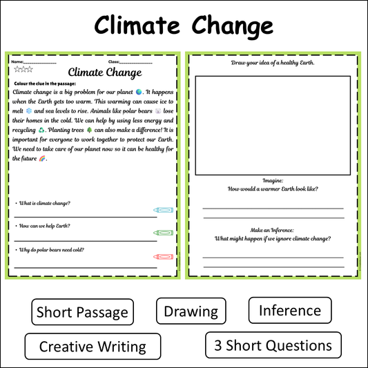 Climate Change | Short Reading Comprehension Creative Worksheet