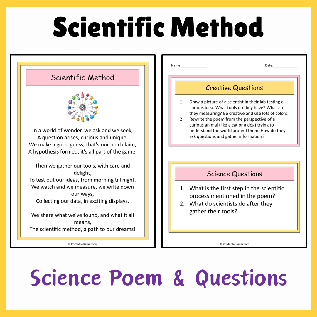 Scientific Method | Science Poem Reading Comprehension Activity