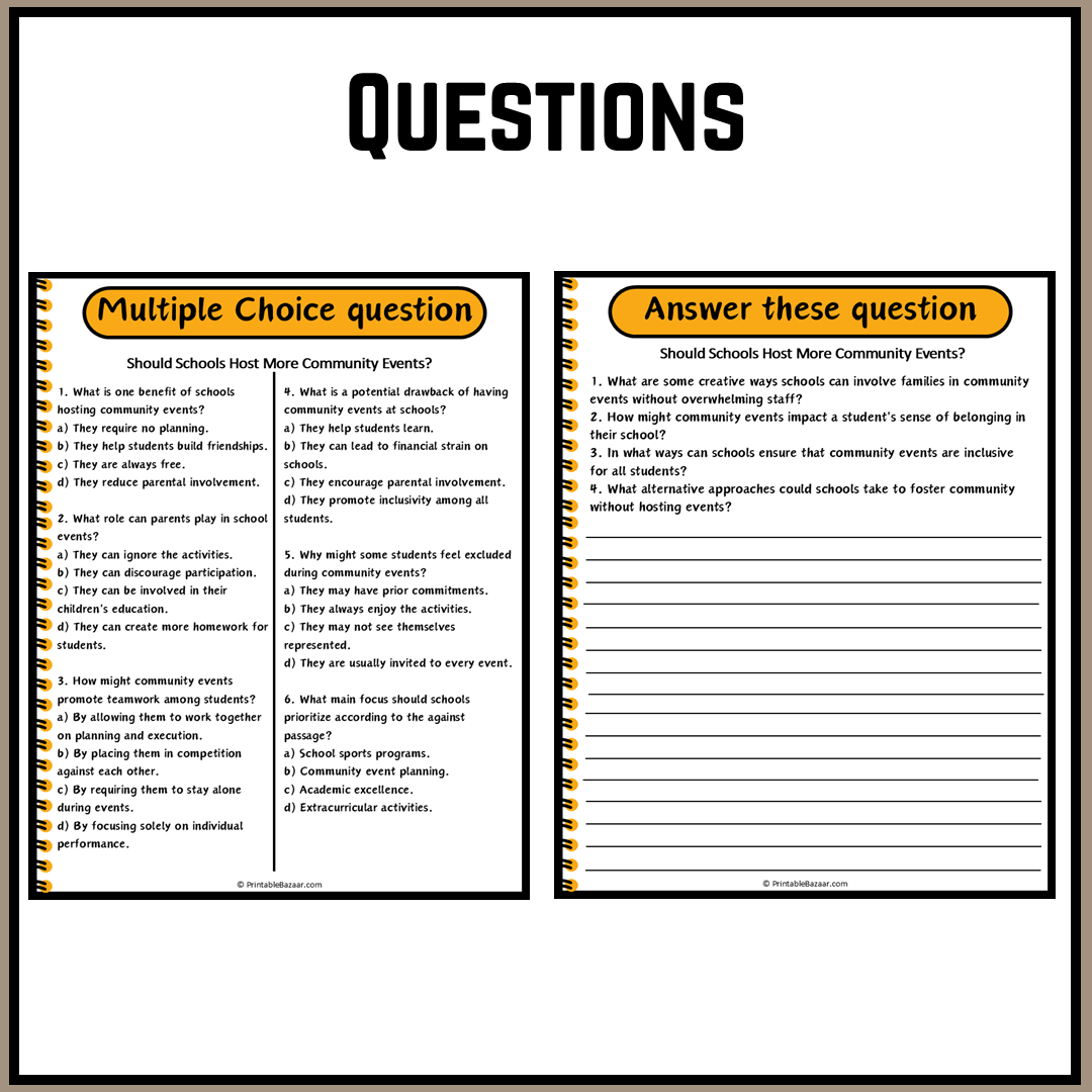 Should Schools Host More Community Events? | Debate Case Study Worksheet