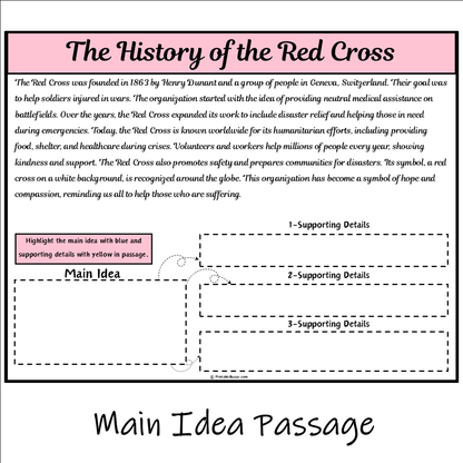 The History of the Red Cross | Main Idea and Supporting Details Reading Passage and Questions