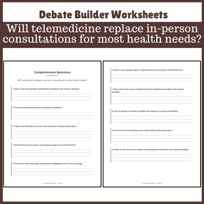 Will telemedicine replace in-person consultations for most health needs? | Favour and Against Worksheet Printable Activity