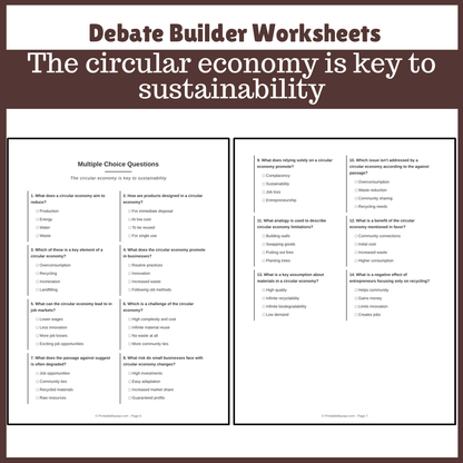 The circular economy is key to sustainability | Favour and Against Worksheet Printable Activity