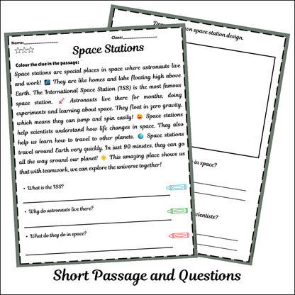Space Stations | Short Reading Comprehension Creative Worksheet