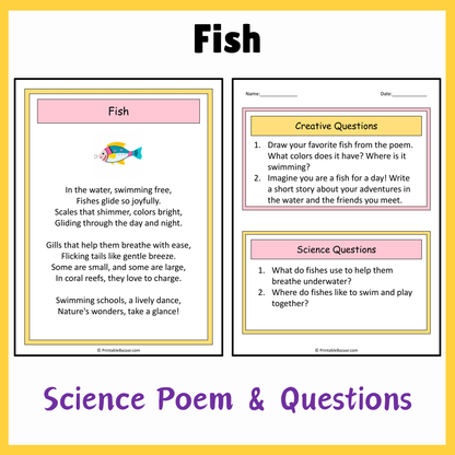 Fish | Science Poem Reading Comprehension Activity