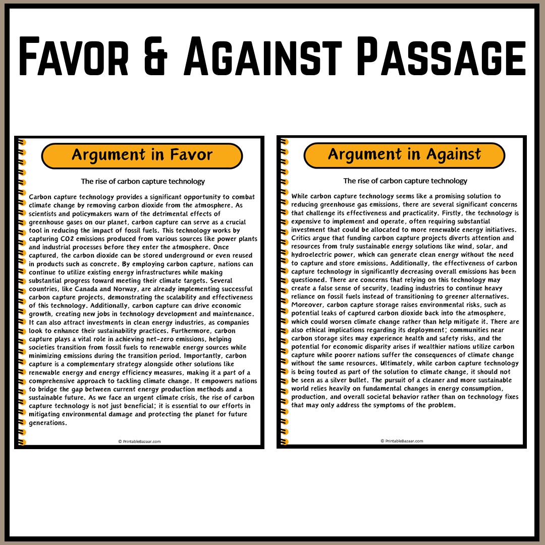 The rise of carbon capture technology | Debate Case Study Worksheet