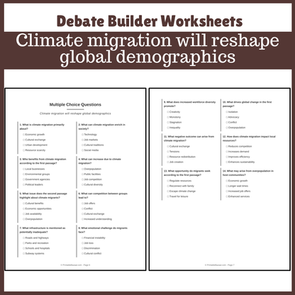 Climate migration will reshape global demographics | Favour and Against Worksheet Printable Activity