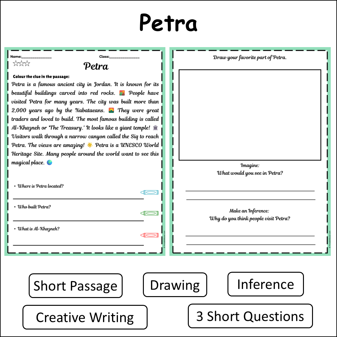 Petra | Short Reading Comprehension Creative Worksheet