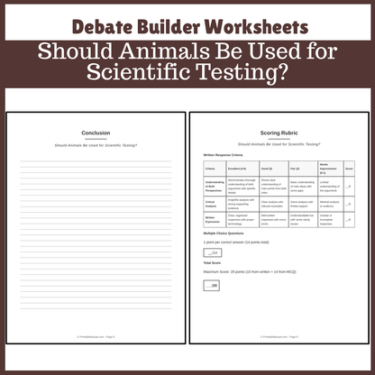 Should Animals Be Used for Scientific Testing? | Favour and Against Worksheet Printable Activity
