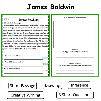James Baldwin | Short Reading Comprehension Creative Worksheet