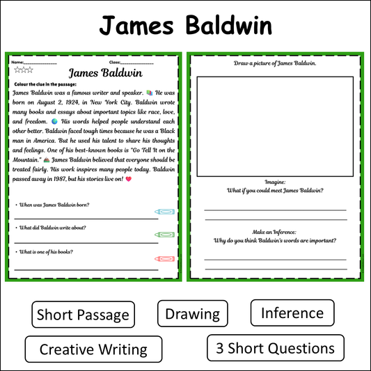 James Baldwin | Short Reading Comprehension Creative Worksheet