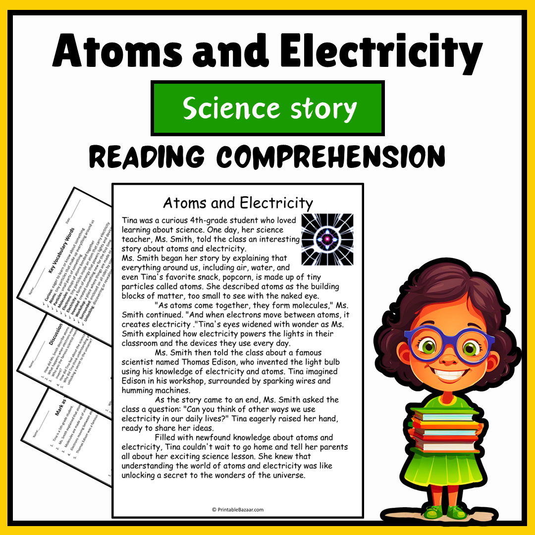 Atoms and Electricity | Science Story Reading Comprehension Activity