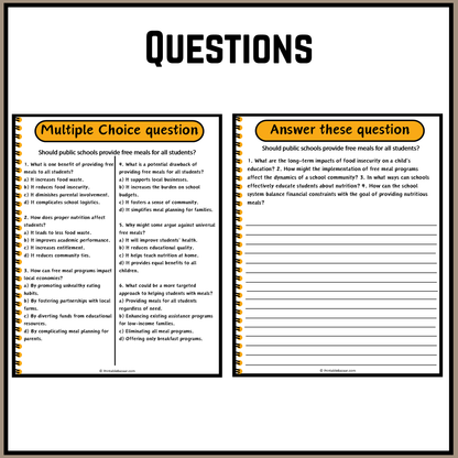 Should public schools provide free meals for all students? | Debate Case Study Worksheet