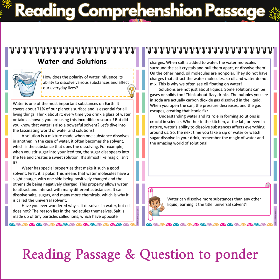 Water and Solutions | Reading Comprehension Passage and Questions