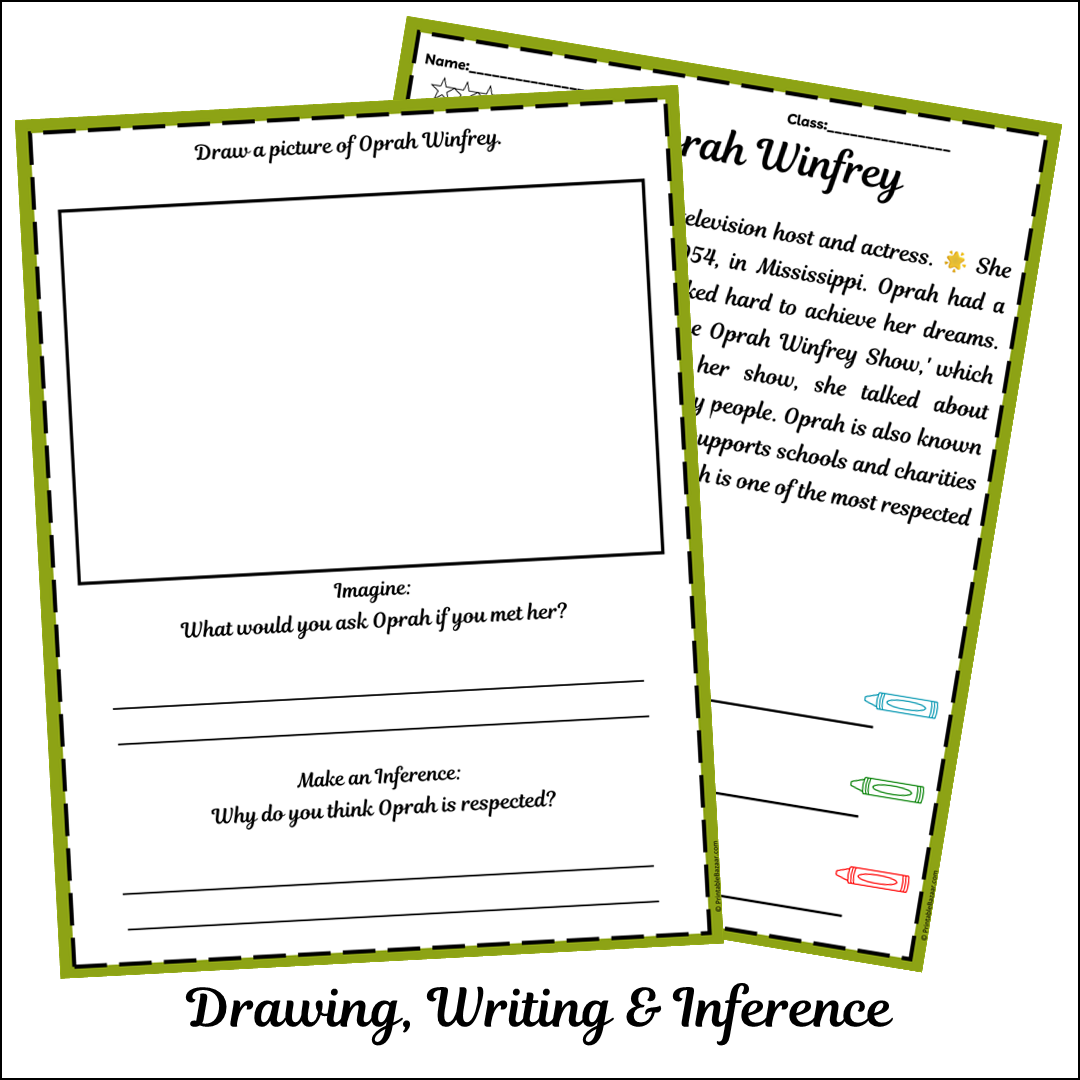 Oprah Winfrey | Short Reading Comprehension Creative Worksheet