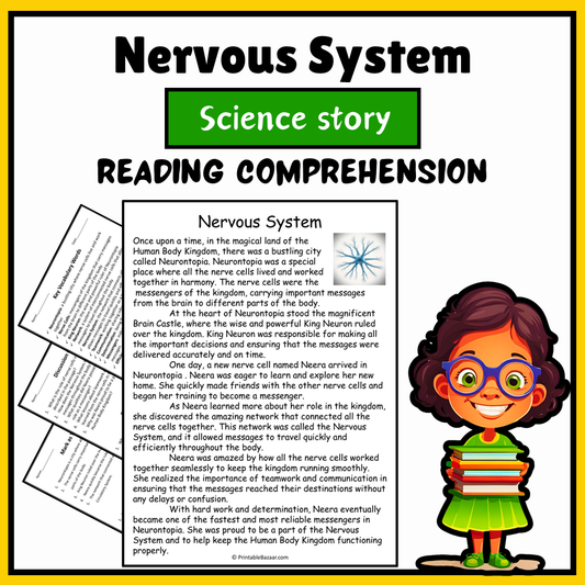 Nervous System | Science Story Reading Comprehension Activity