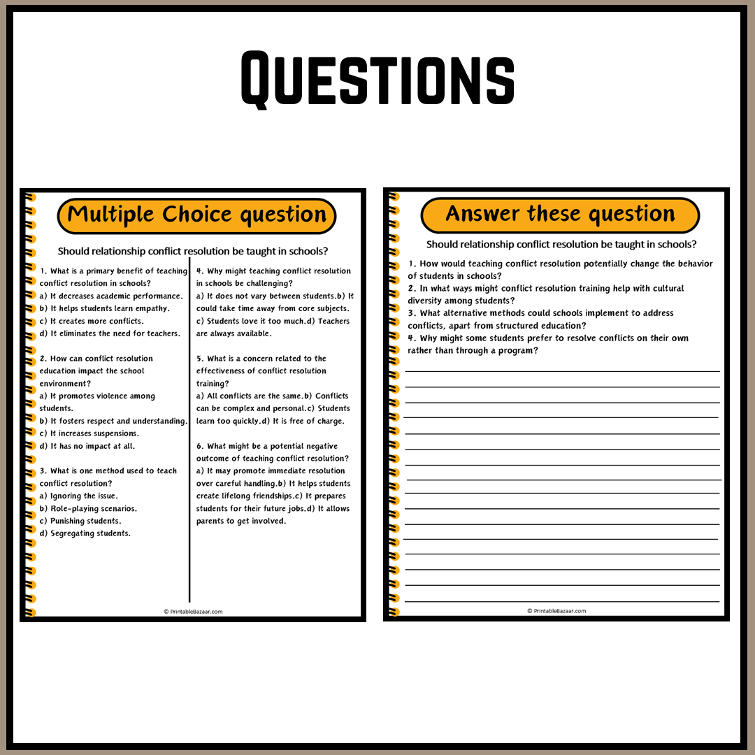 Should relationship conflict resolution be taught in schools? | Debate Case Study Worksheet