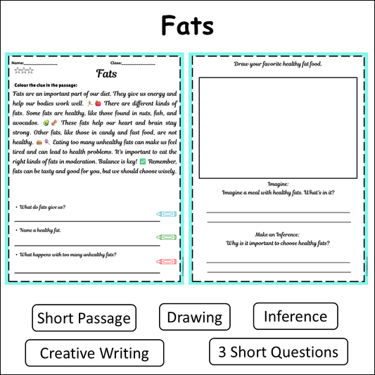Fats | Short Reading Comprehension Creative Worksheet