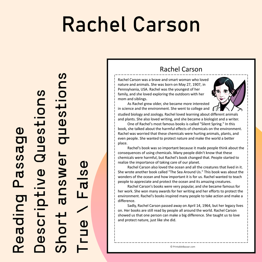 Rachel Carson | Reading Comprehension Passage Printable Activity