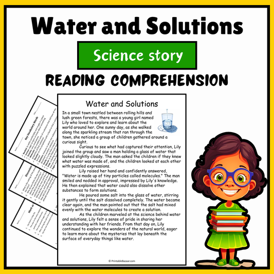 Water and Solutions | Science Story Reading Comprehension Activity