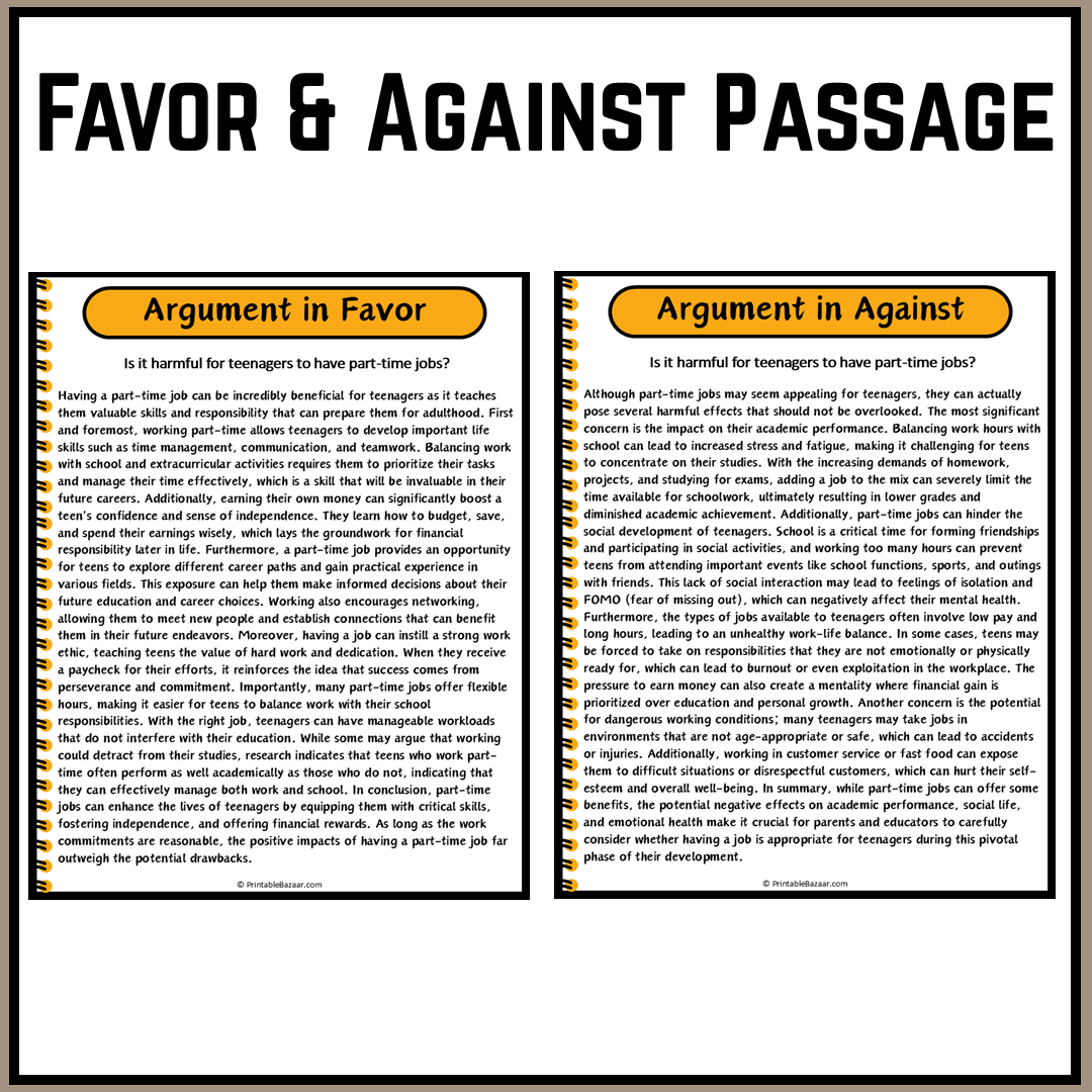 Is it harmful for teenagers to have part-time jobs? | Debate Case Study Worksheet