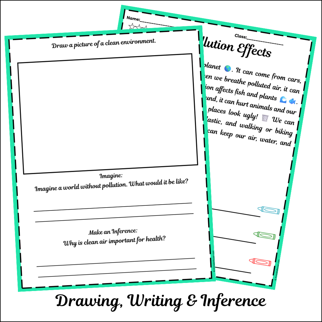 Pollution Effects | Short Reading Comprehension Creative Worksheet