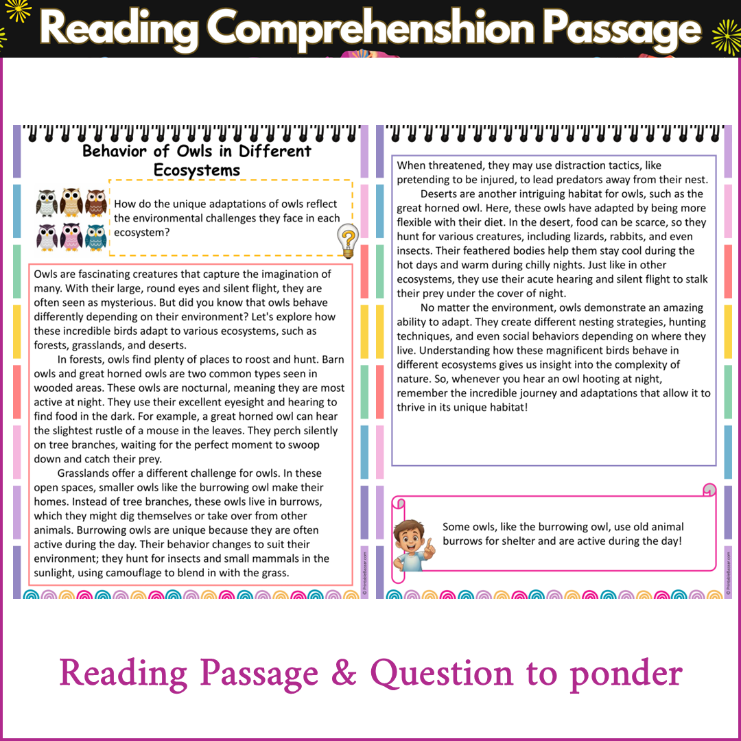 Behavior of Owls in Different Ecosystems | Reading Comprehension Passage and Questions