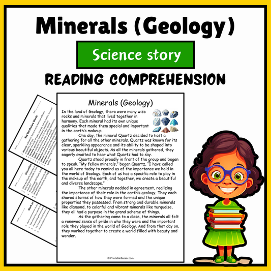 Minerals (Geology) | Science Story Reading Comprehension Activity