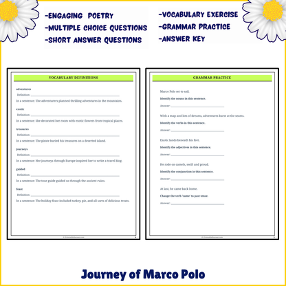 Journey of Marco Polo | Poem Grammar Worksheet Printable Activity