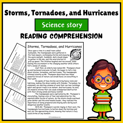 Storms, Tornadoes, and Hurricanes | Science Story Reading Comprehension Activity