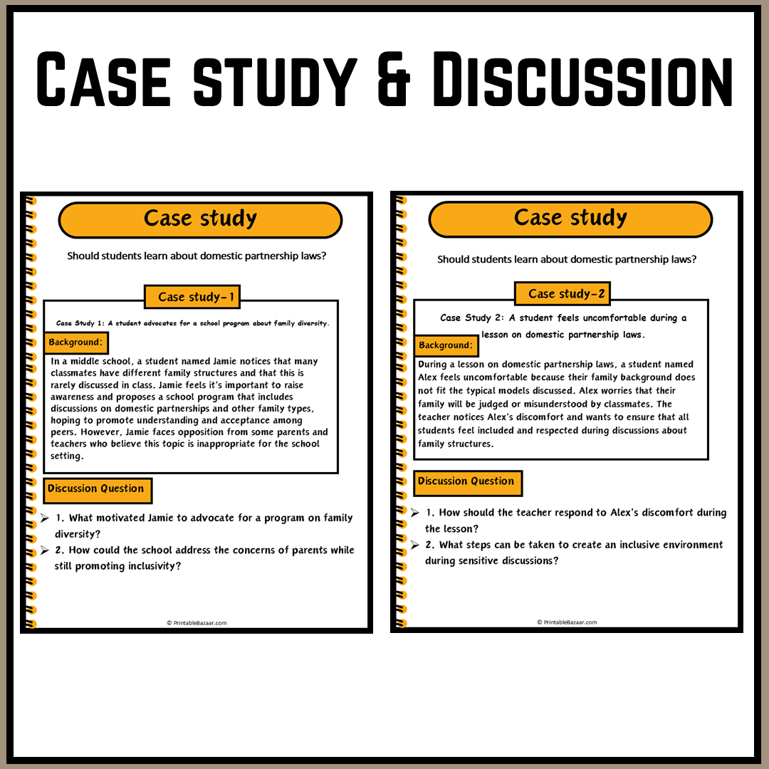 Should students learn about domestic partnership laws? | Debate Case Study Worksheet