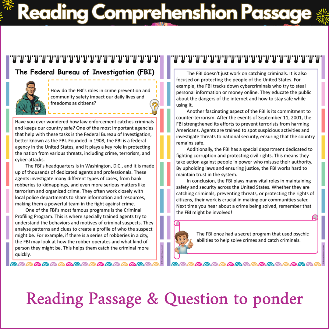 The Federal Bureau of Investigation (FBI) | Reading Comprehension Passage and Questions