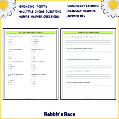 Rabbit's Race | Poem Grammar Worksheet Printable Activity