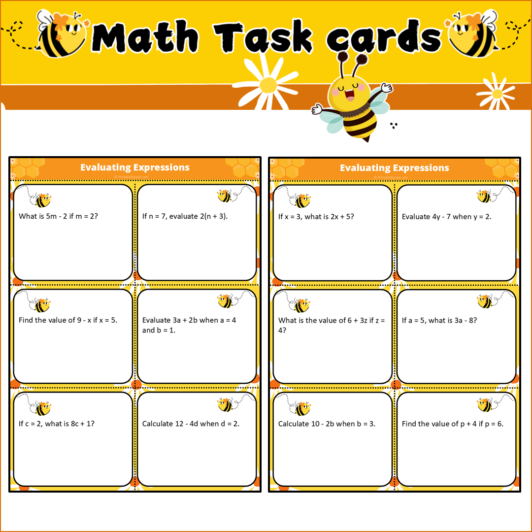 Evaluating Expressions | Math Task Cards