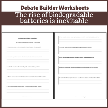 The rise of biodegradable batteries is inevitable | Favour and Against Worksheet Printable Activity