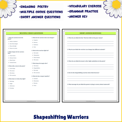 Shapeshifting Warriors | Poem Grammar Worksheet Printable Activity