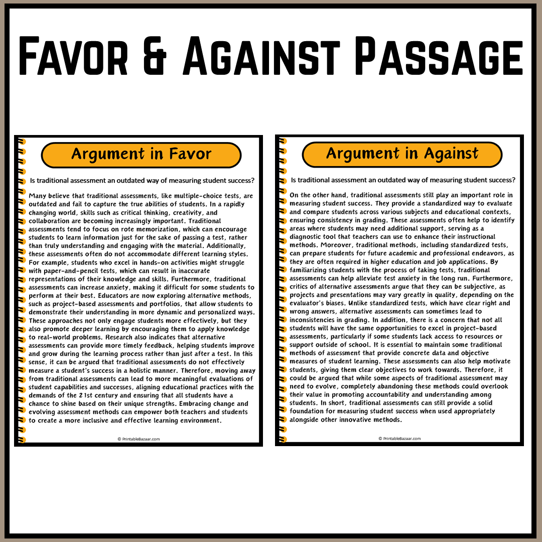 Is traditional assessment an outdated way of measuring student success? | Debate Case Study Worksheet