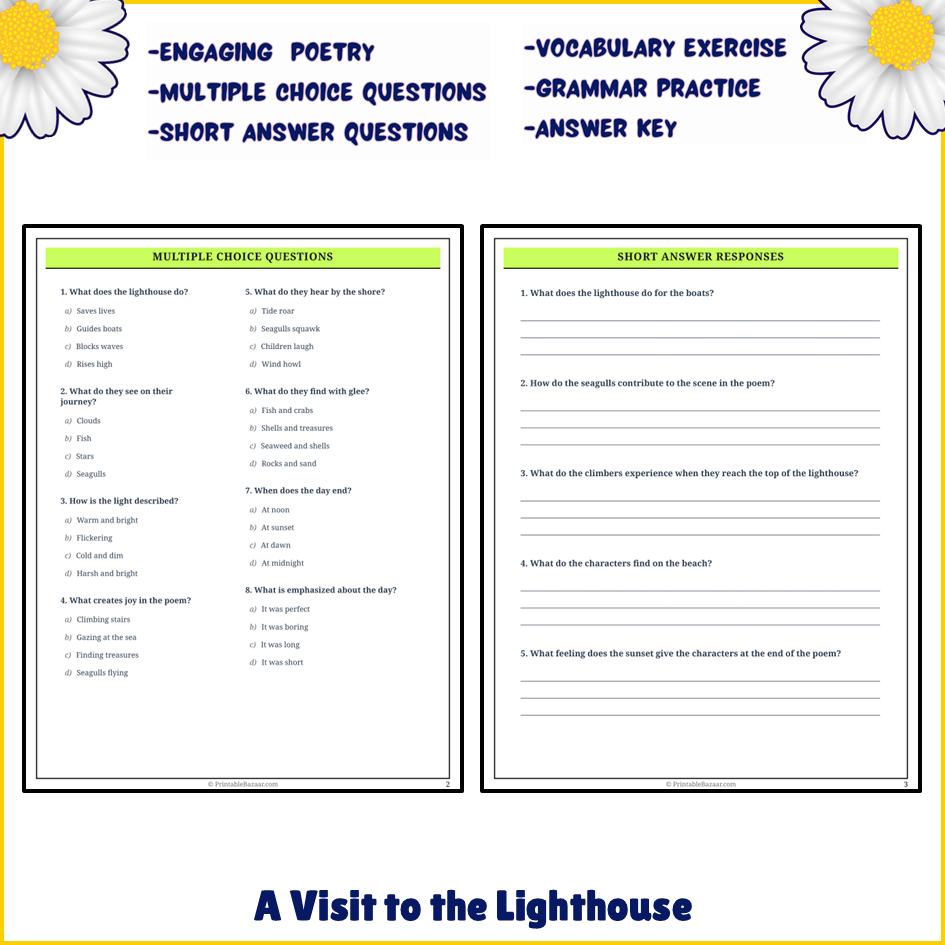 A Visit to the Lighthouse | Poem Grammar Worksheet Printable Activity