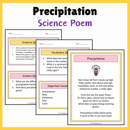 Precipitation | Science Poem Reading Comprehension Activity