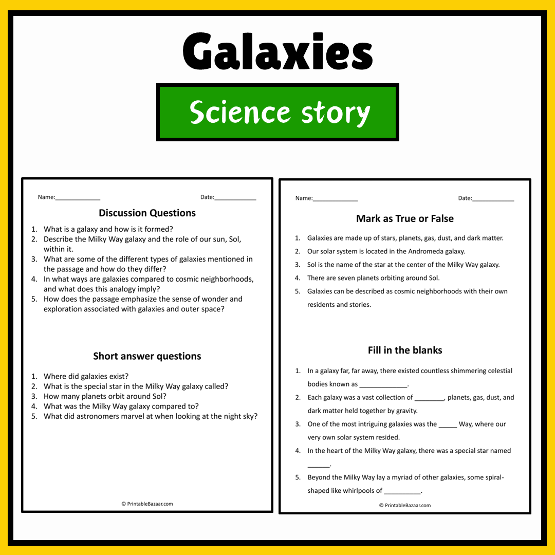 Galaxies | Science Story Reading Comprehension Activity