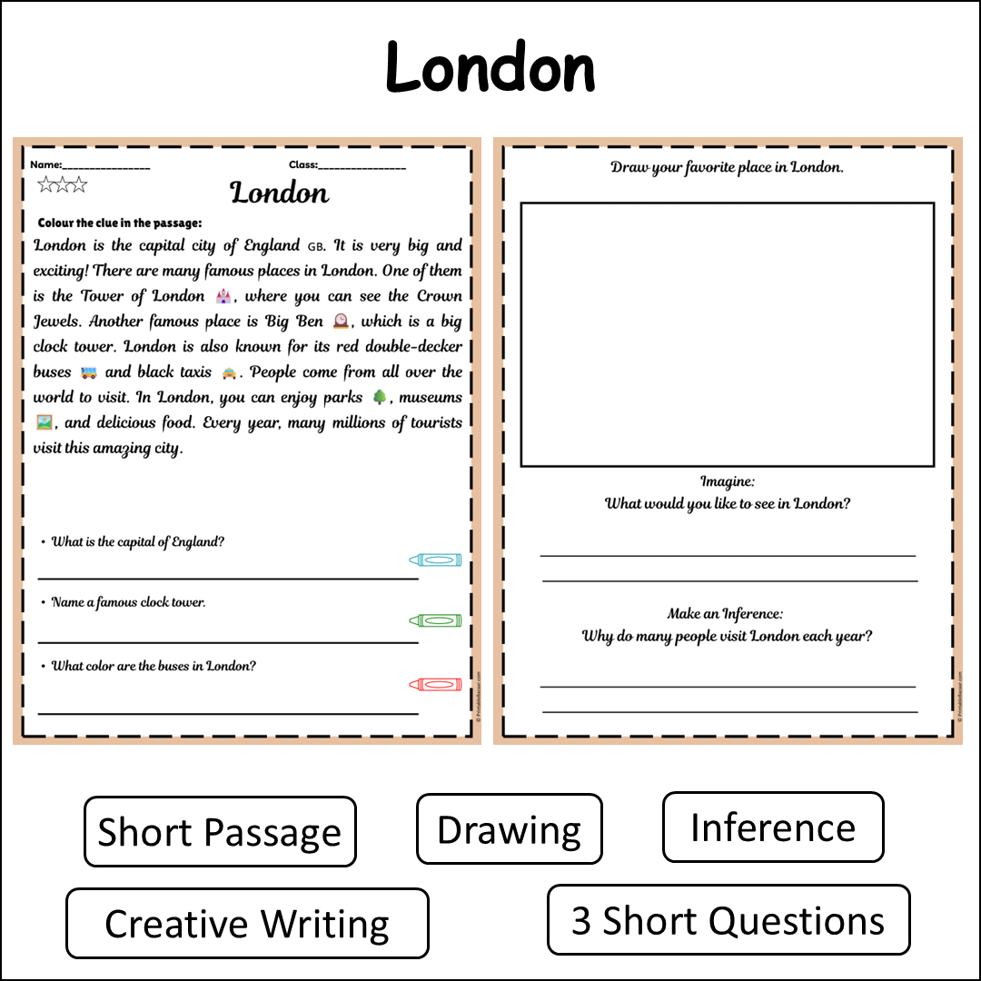 London | Short Reading Comprehension Creative Worksheet